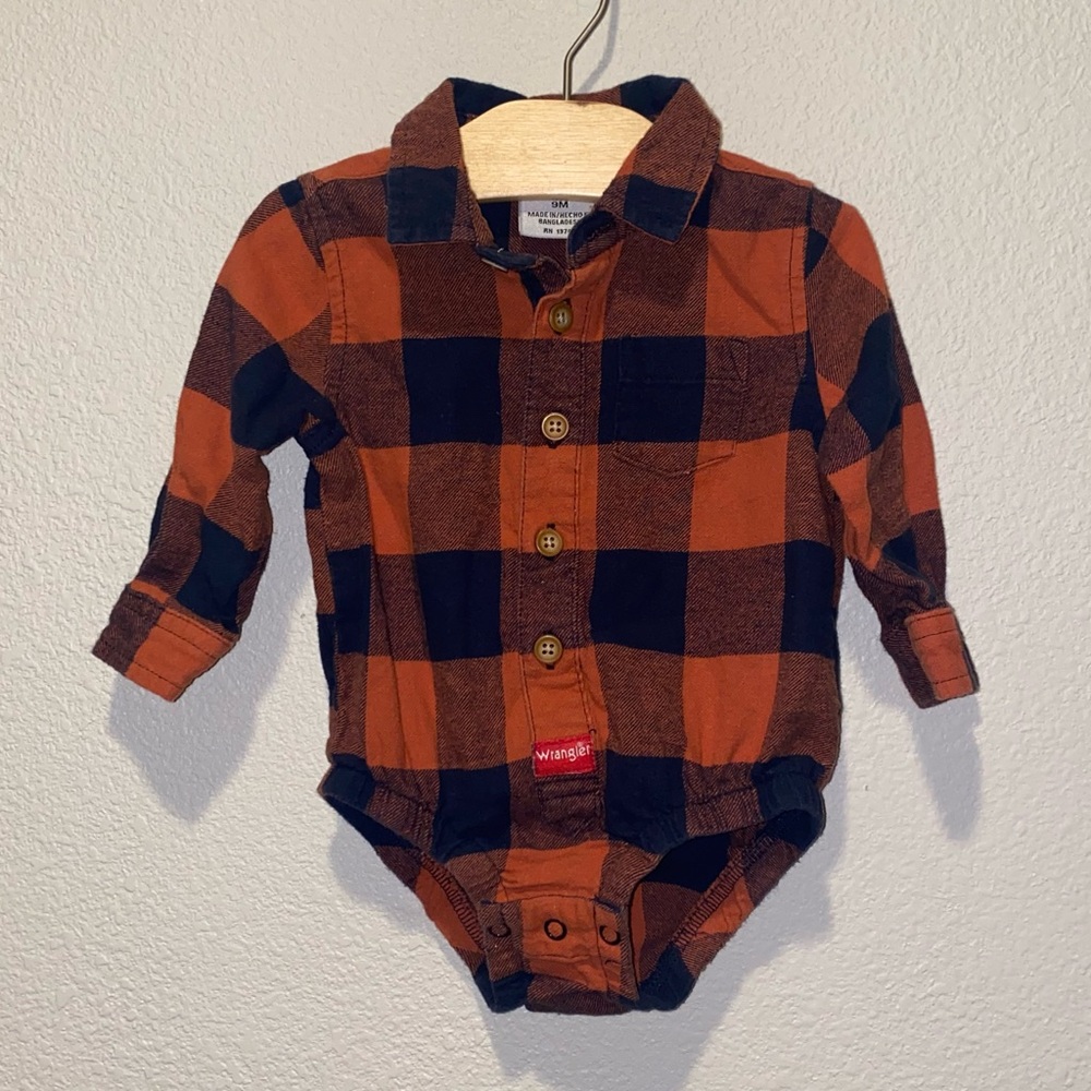 Wrangler Baby flannel size 9 months plaid country farmer‎ western